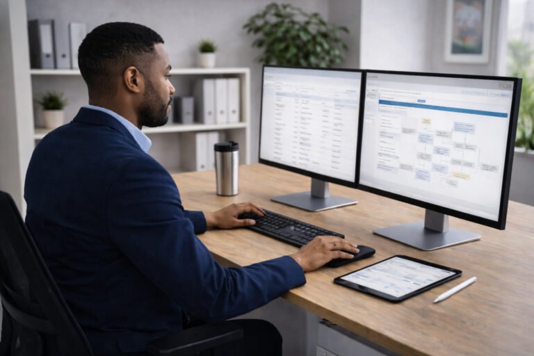 Remote registered nurses reviewing clinical documentation and coordinating patient care.